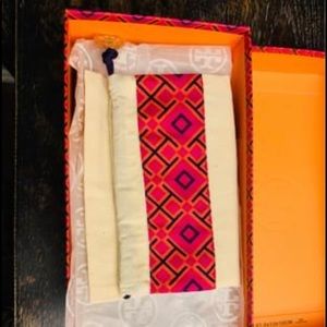 Tory Burch Minnie travel ballet with logo.